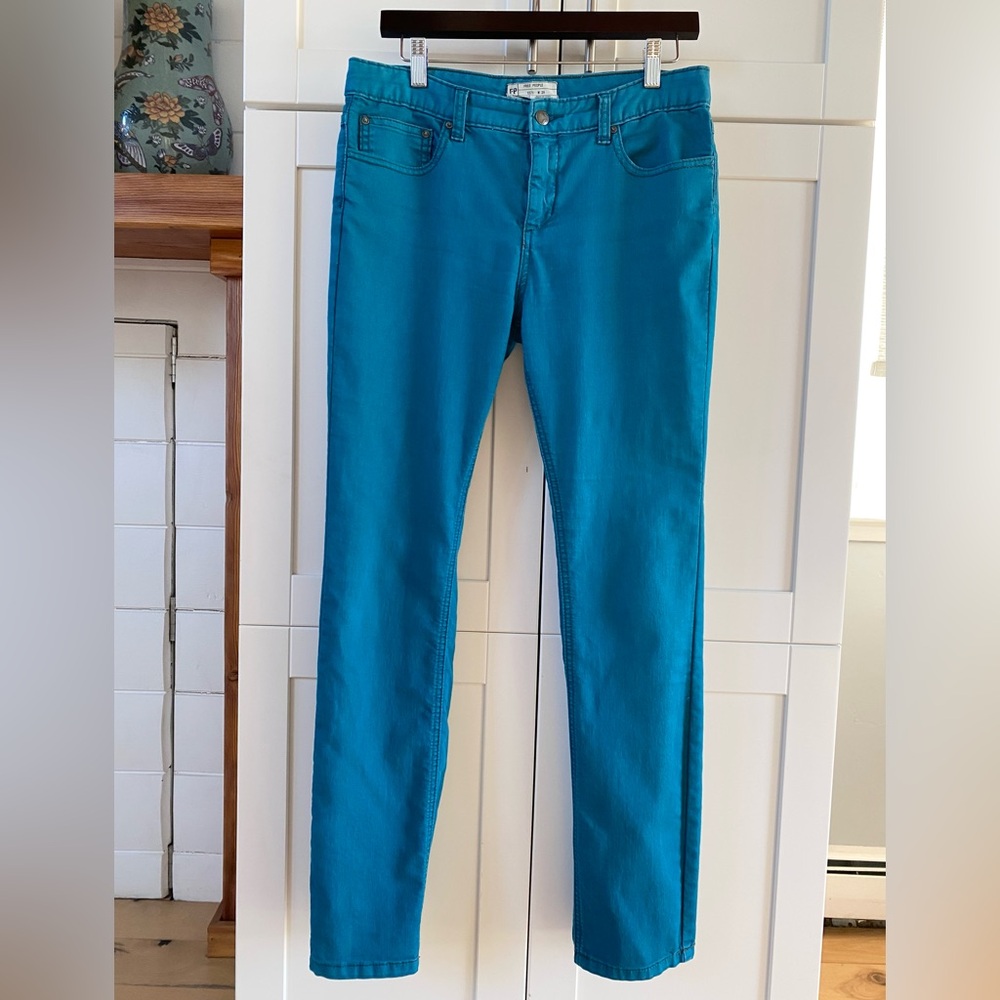 Free People Teal Slim Jeans